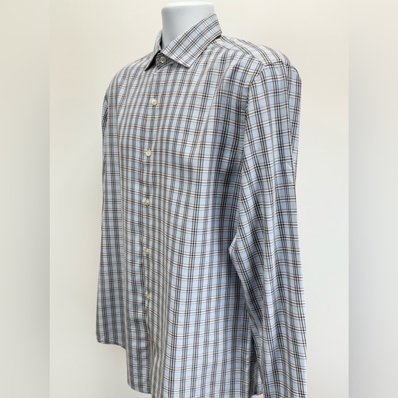 BLACK LABEL for SAKS 5th AVE. Men’s Blue plaid long sleeve button down size M. - Picture 3 of 12